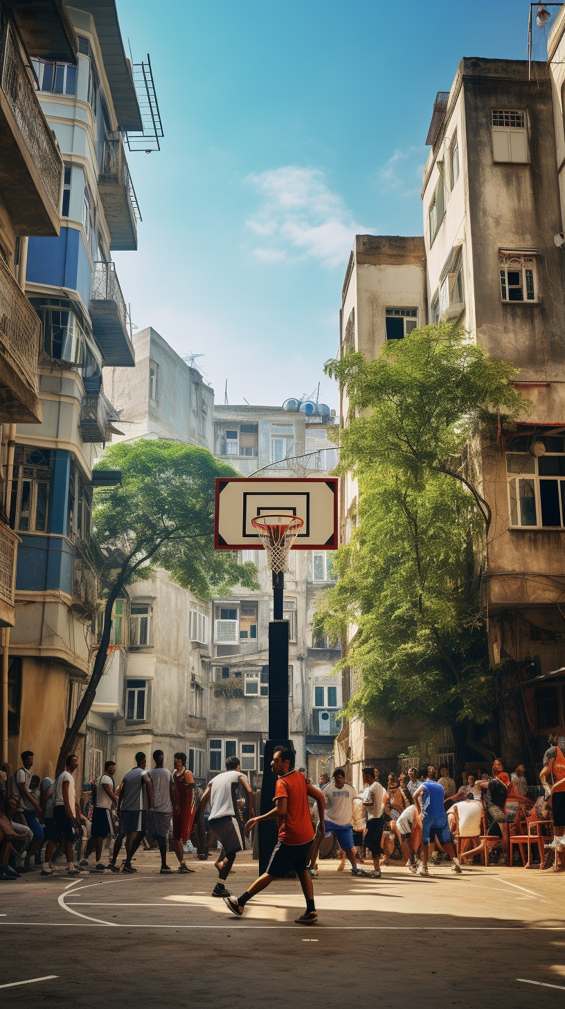 Basketball match in Beyoğlu street court