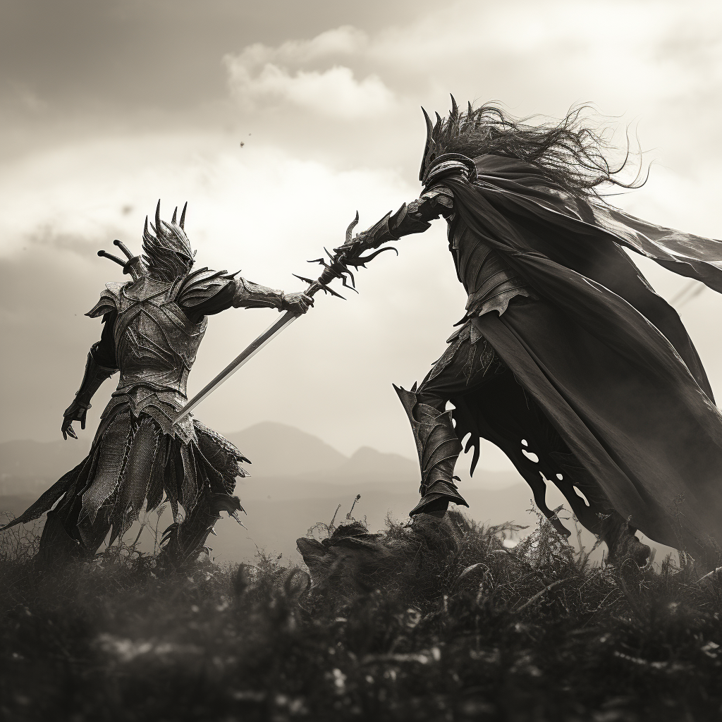 Epic Battle: Witch King Fighting Eowyn