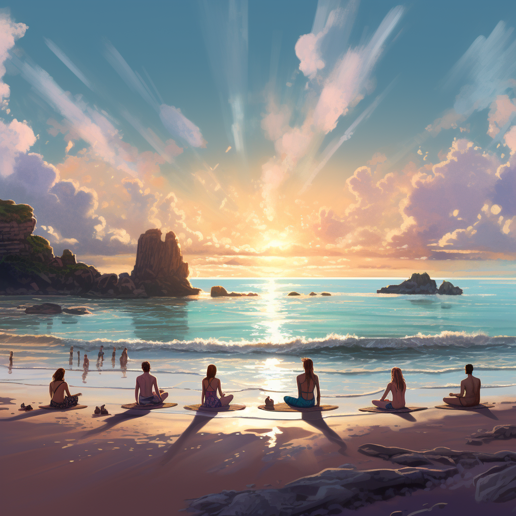 Beach People Yoga Digital Art