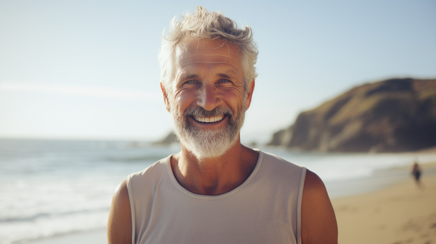 Man smiling on the beach