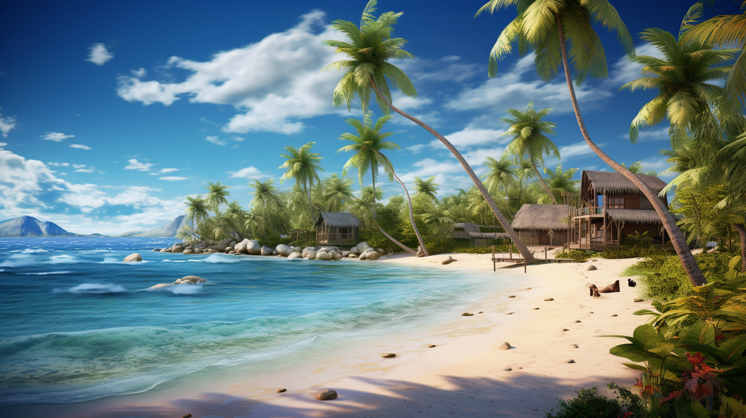 Tropical paradise beachfront desktop wallpaper