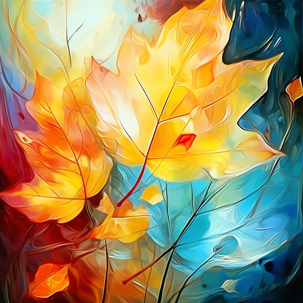 Abstract artwork of surreal fall leaves