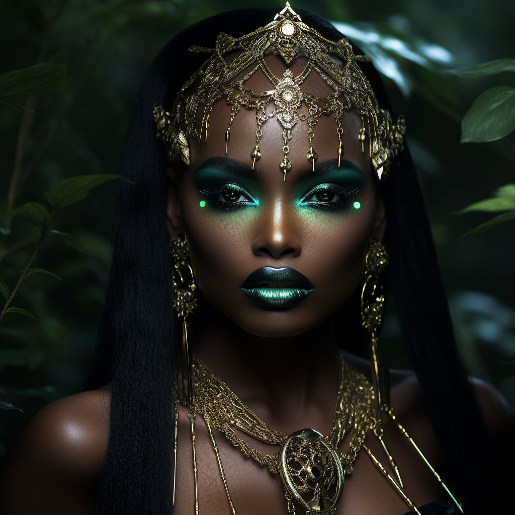 Beautiful black elf with emerald sheen