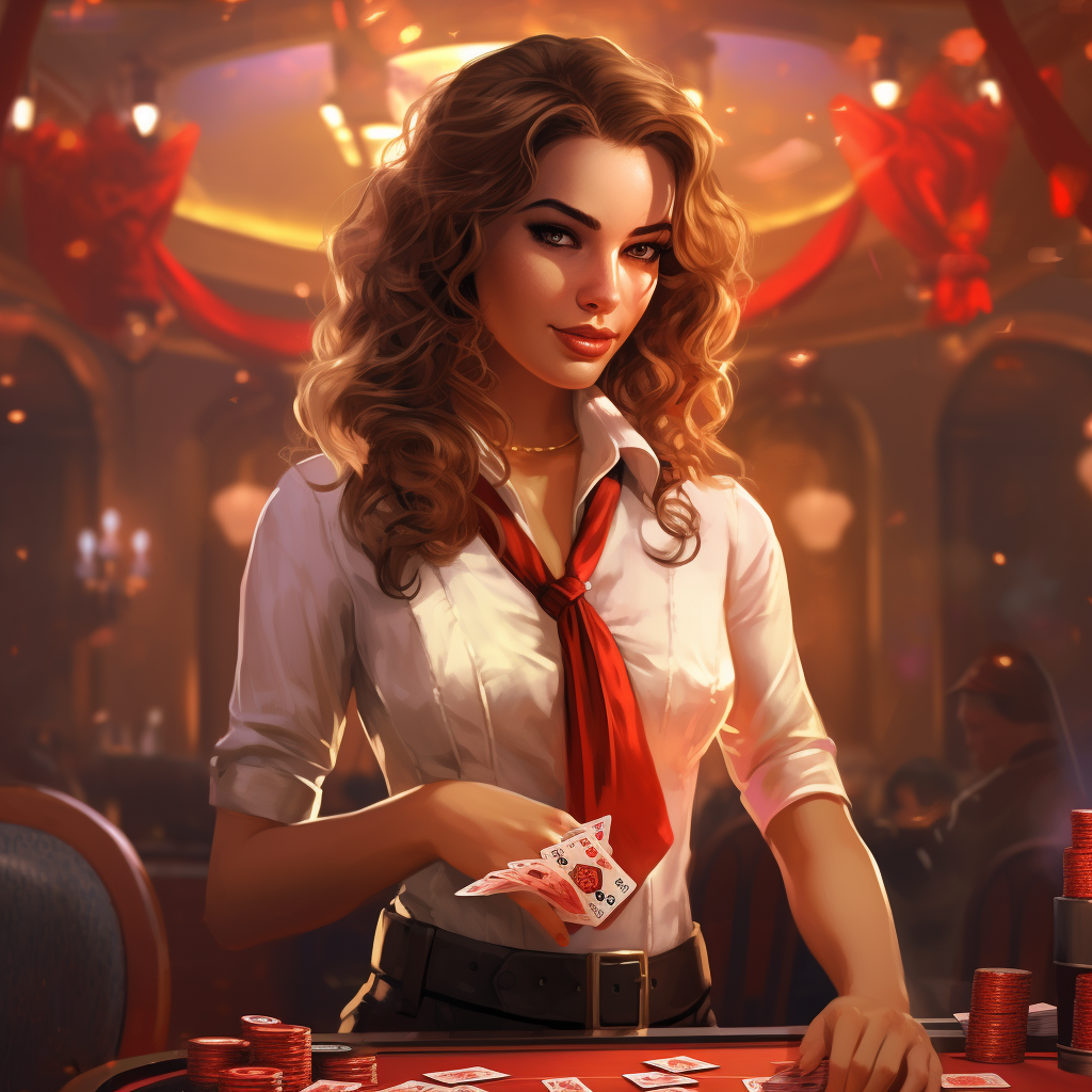 Beautiful casino dealer game character