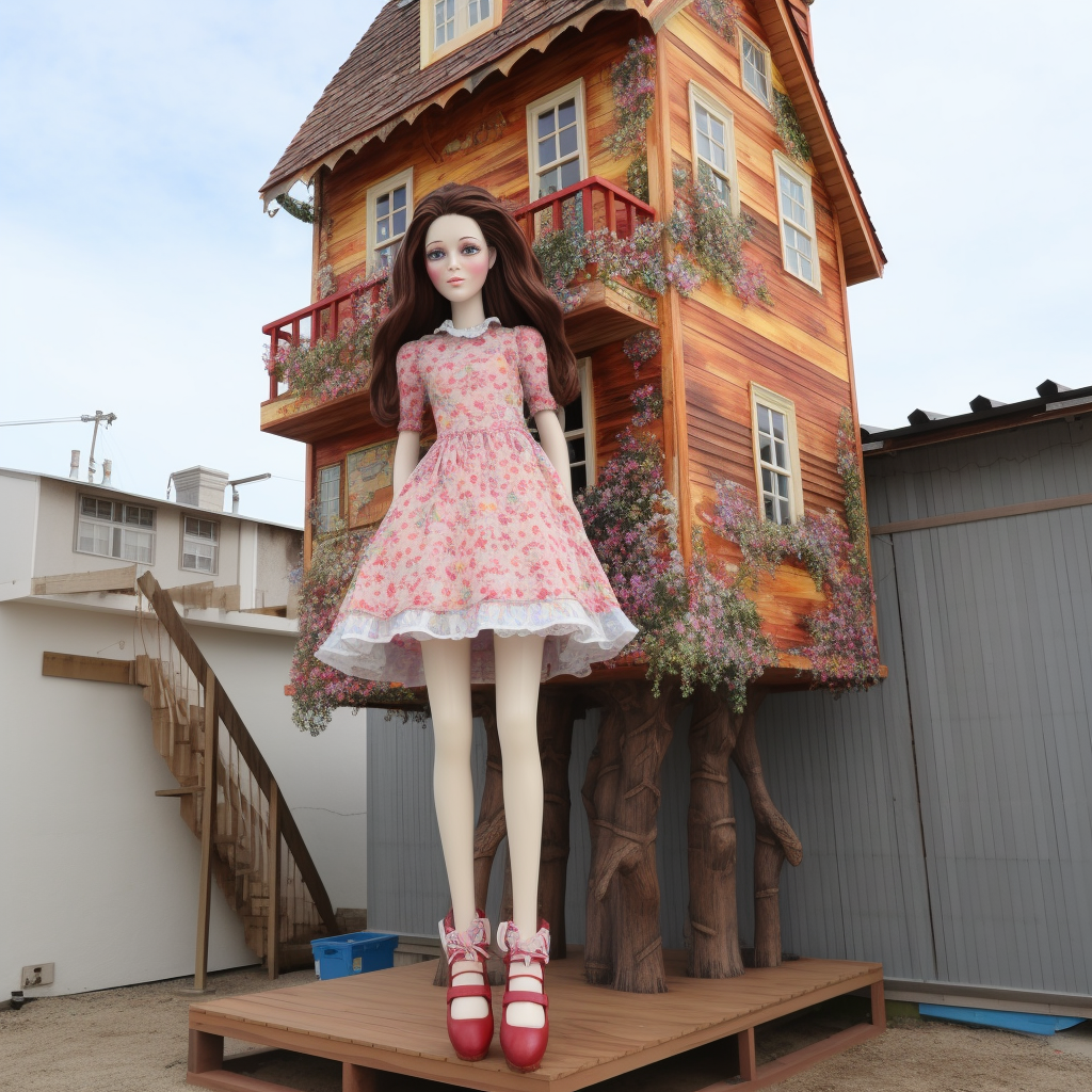 Giant Doll Crushing Tiny Houses