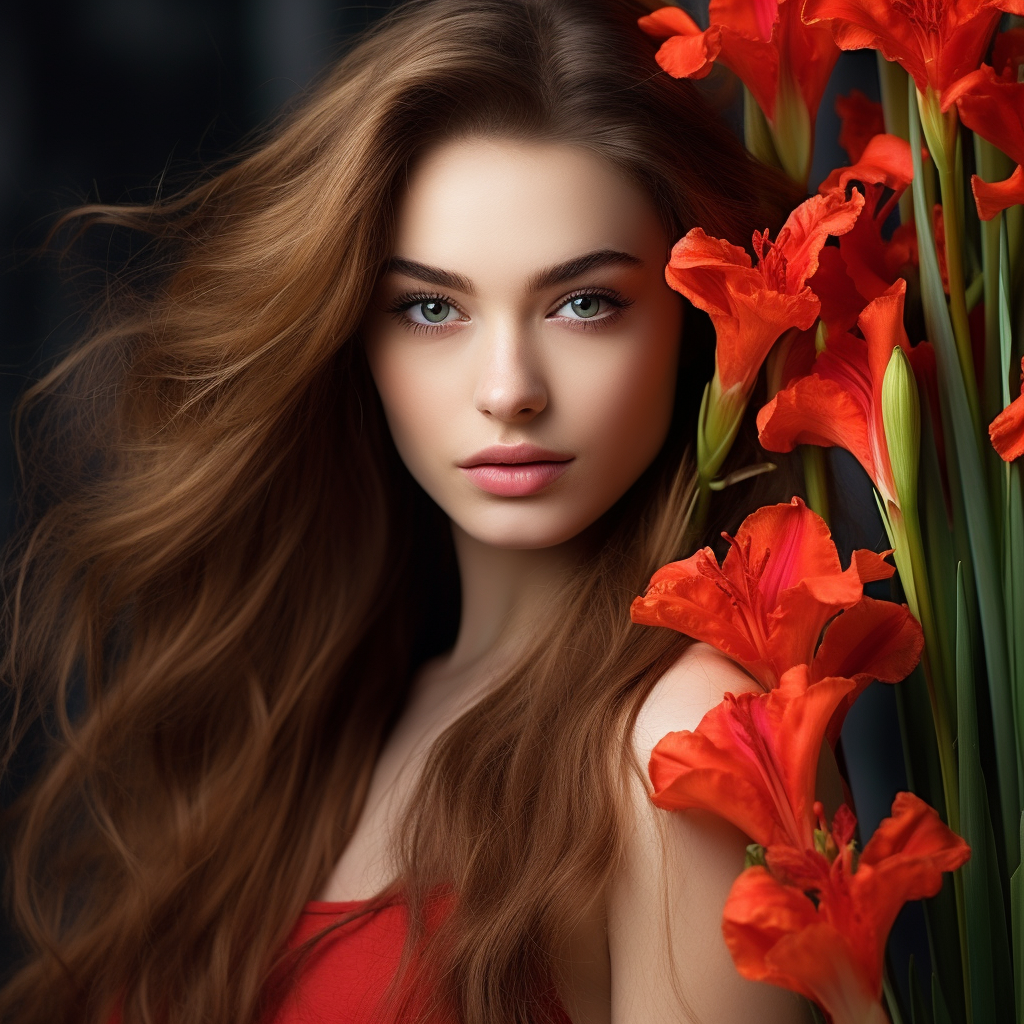 Gorgeous girl with red irises