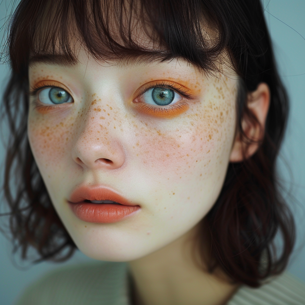 Beautiful Japanese Woman with Freckles