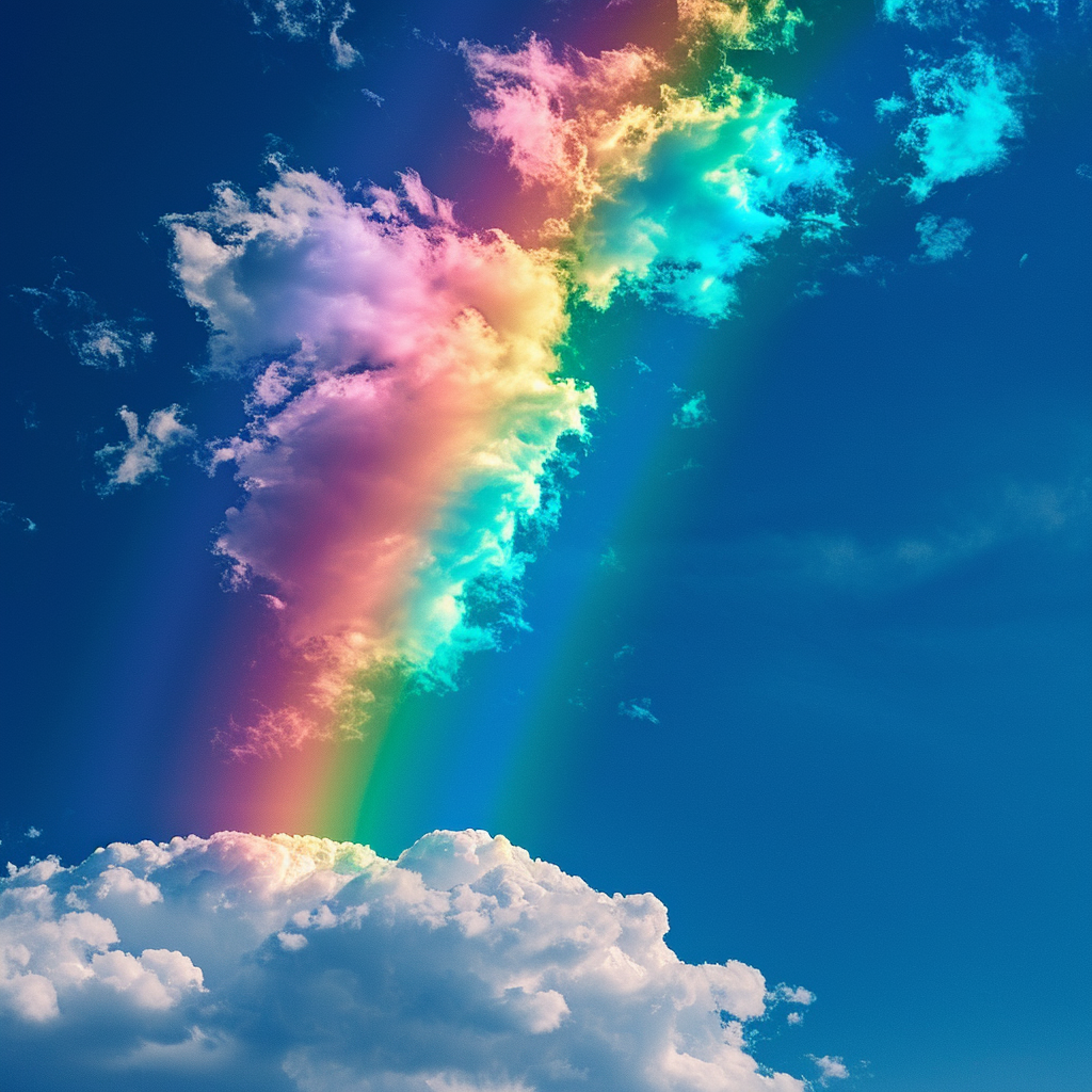 Realistic rainbow in the sky.