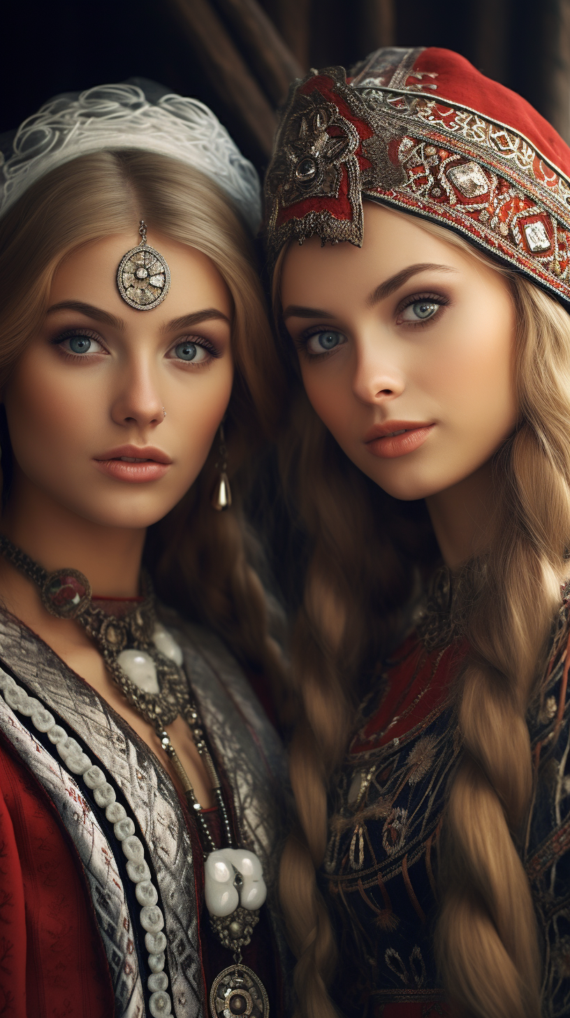 Illustration of two stunning Russian women