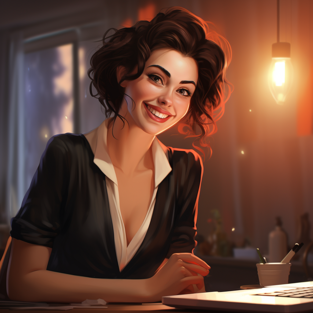 Beautiful woman smiling happily in desktop wallpaper