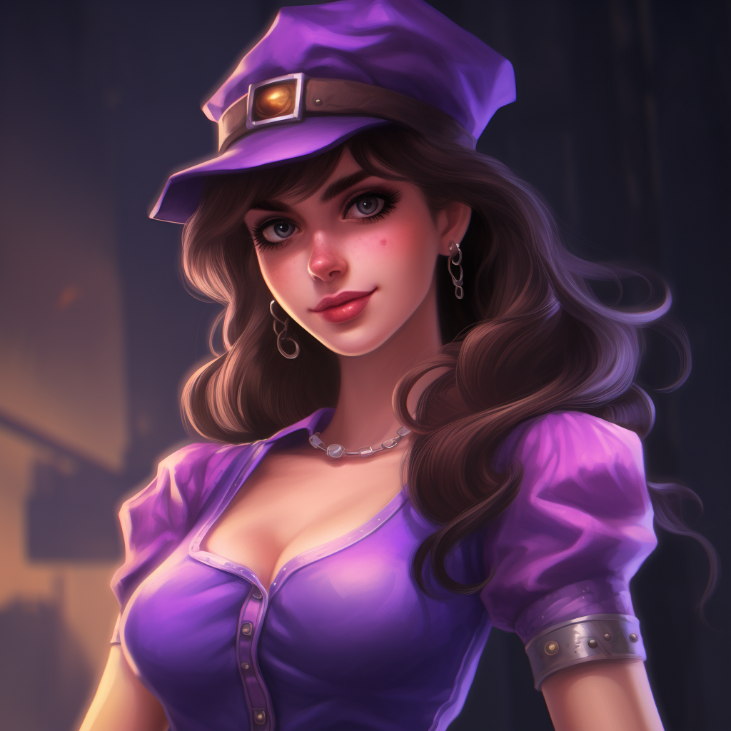 Beautiful Female Waluigi Character