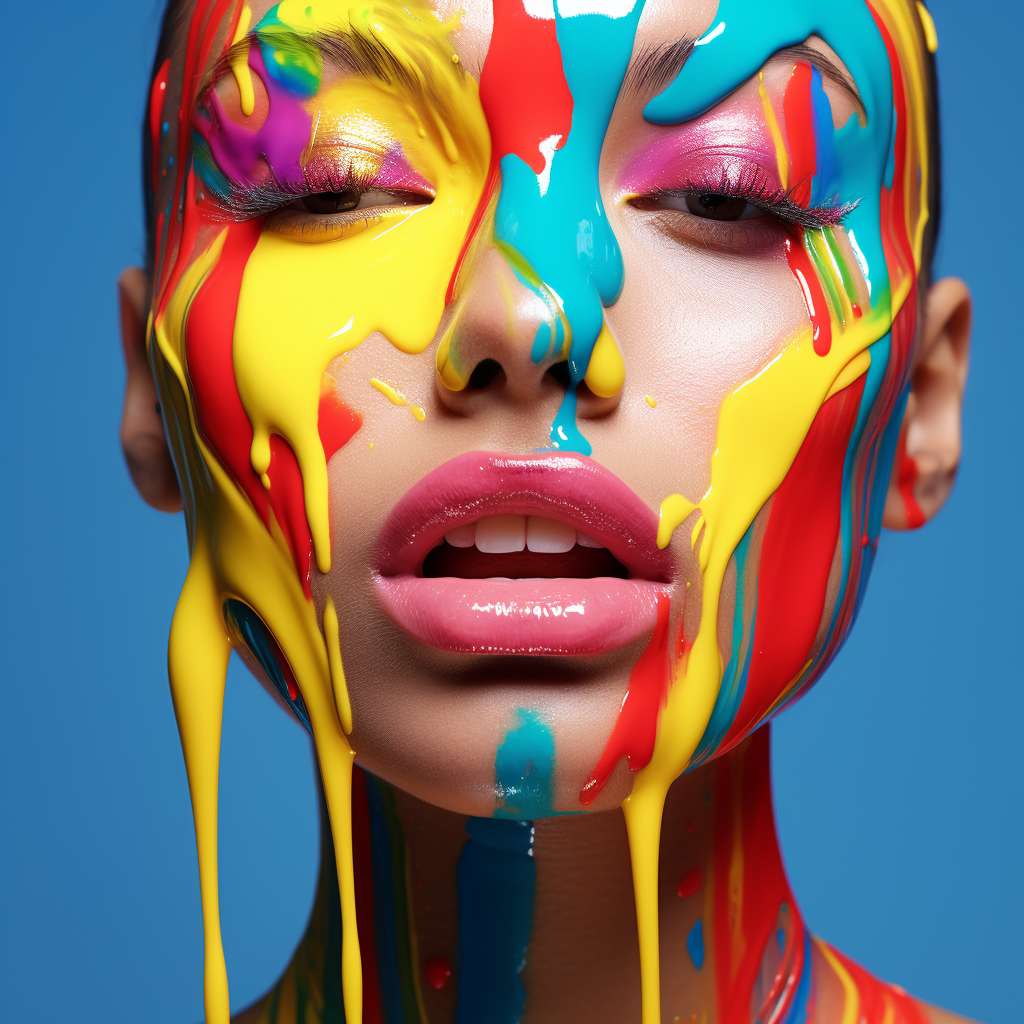 Woman with colorful paint on her face