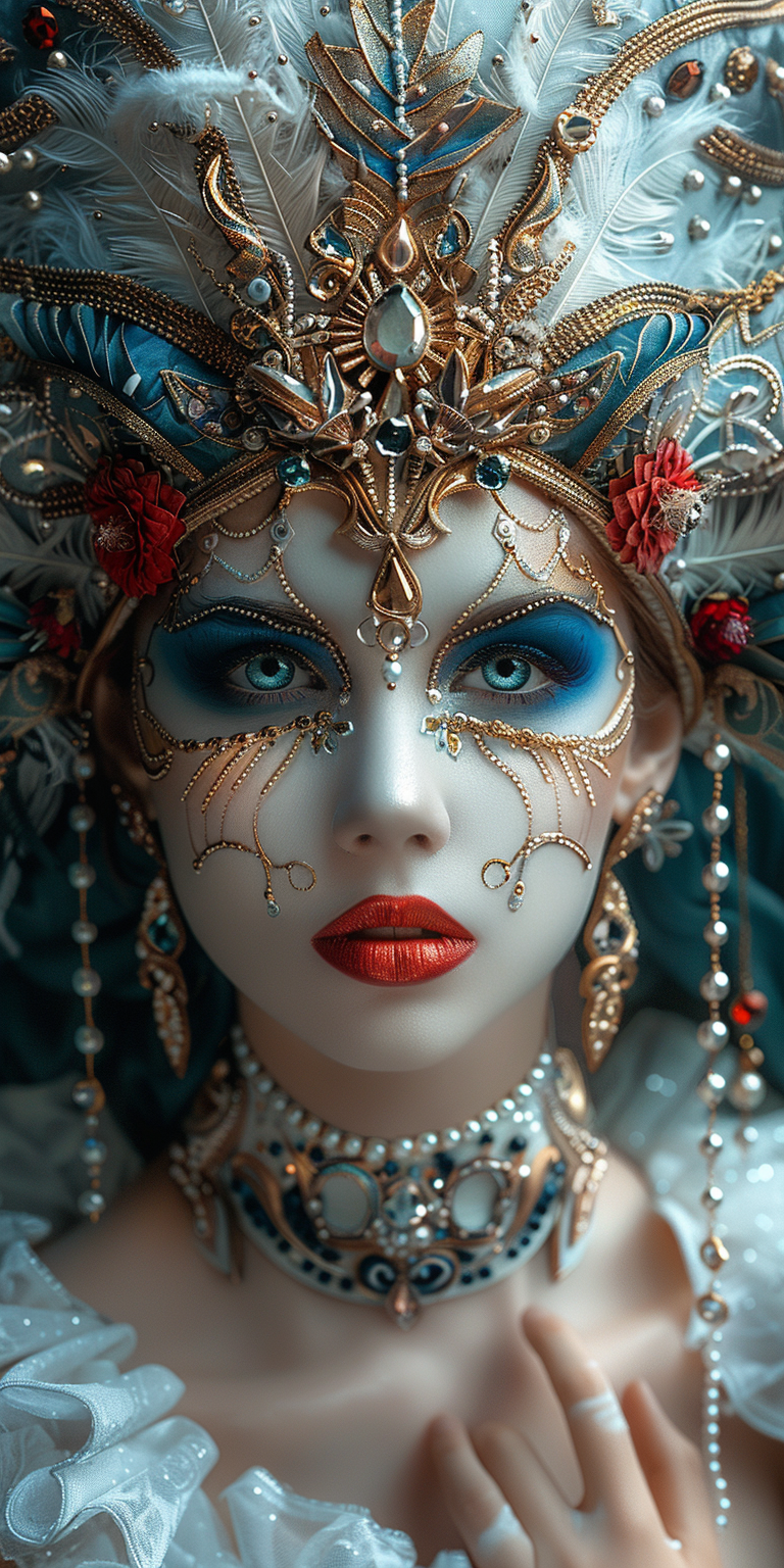 Woman with Venetian Makeup