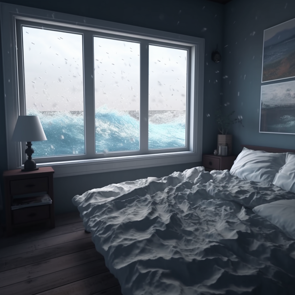 Mesmerizing bedroom melting into ocean