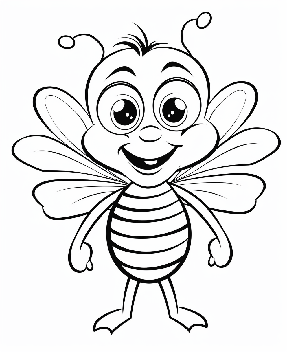 Cartoon Bee Coloring Page