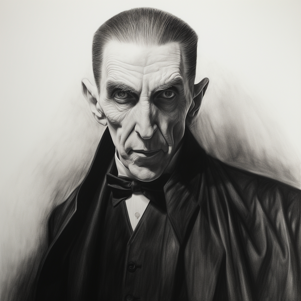 Bela Lugosi vampire nosferatu pencil drawing