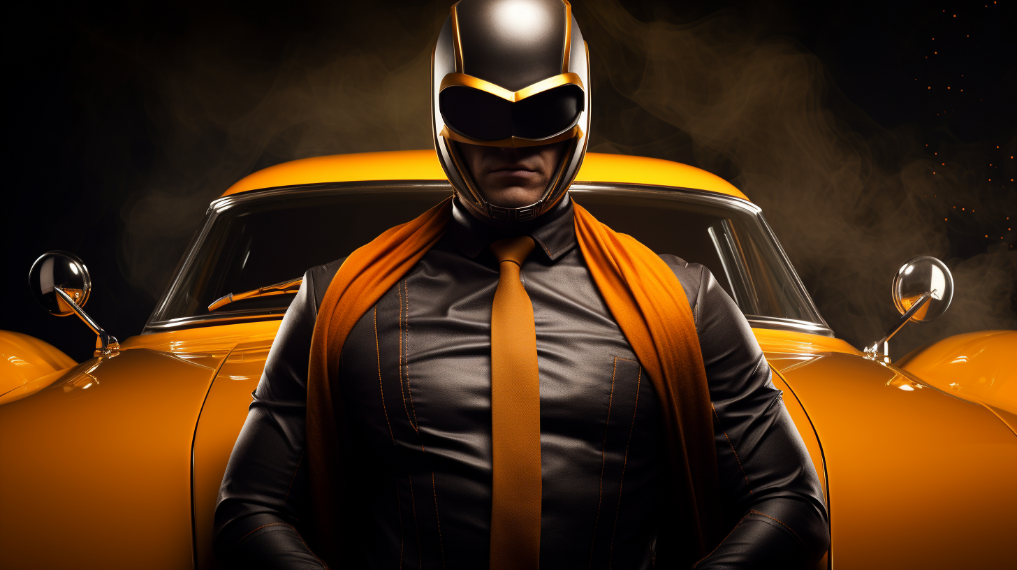 Belgian male superhero wearing black and orange costume