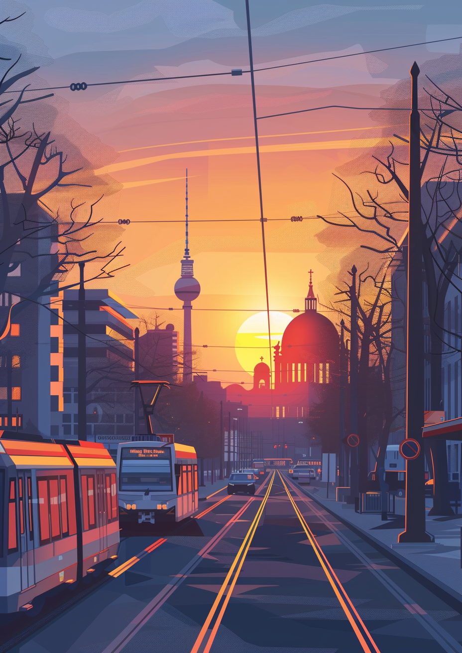 Berlin Sunrise Flat Vector Art