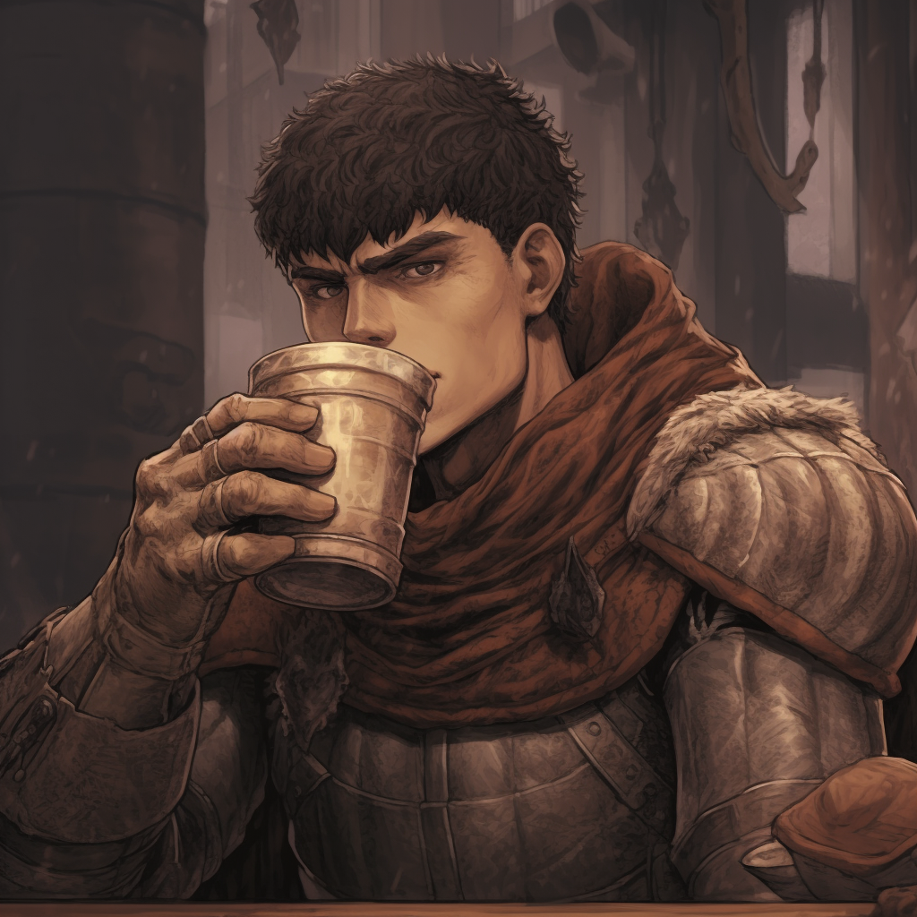 Berserk main character drinking mate