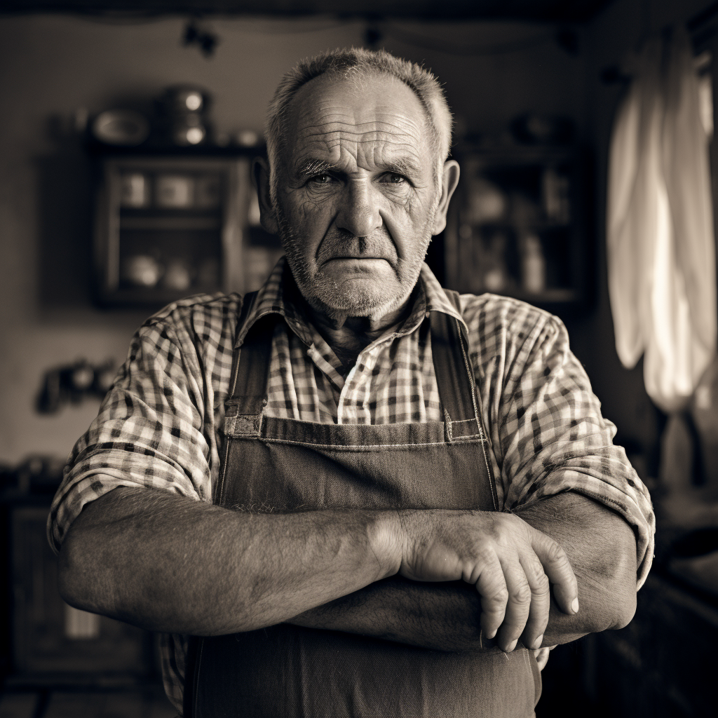 Image of a Big Man with Beefy Face and Huge Hands