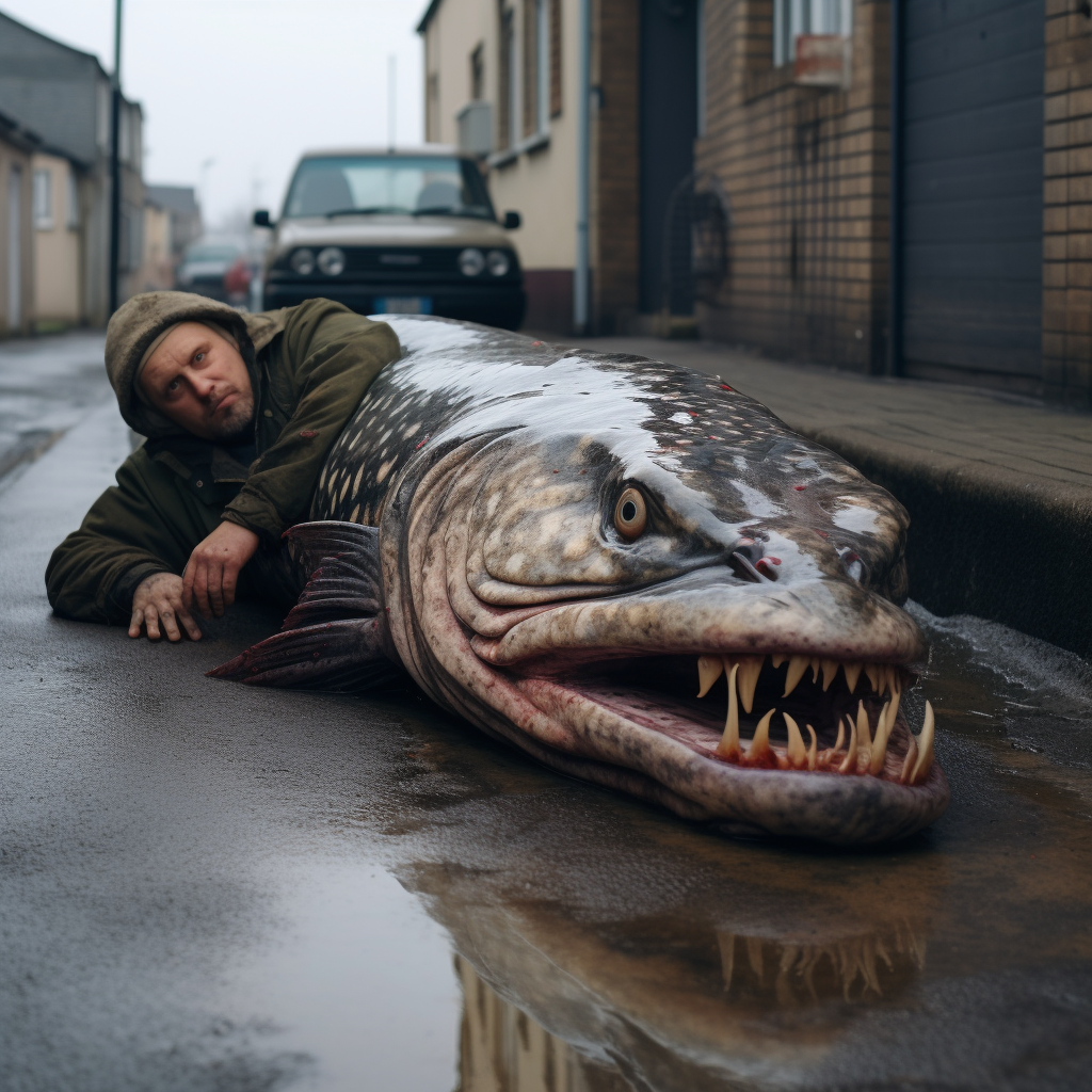 Impressive Pike Stranded on Street