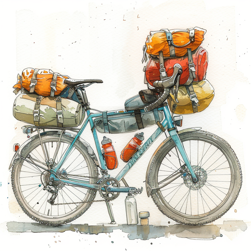 Bikepacking Rig Watercolor Illustration