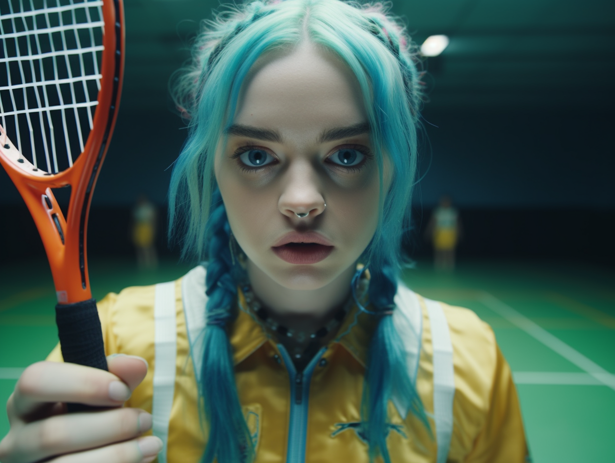 Billie Eilish playing badminton selfie