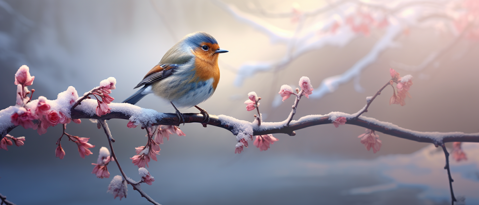 Beautiful bird in winter scenery