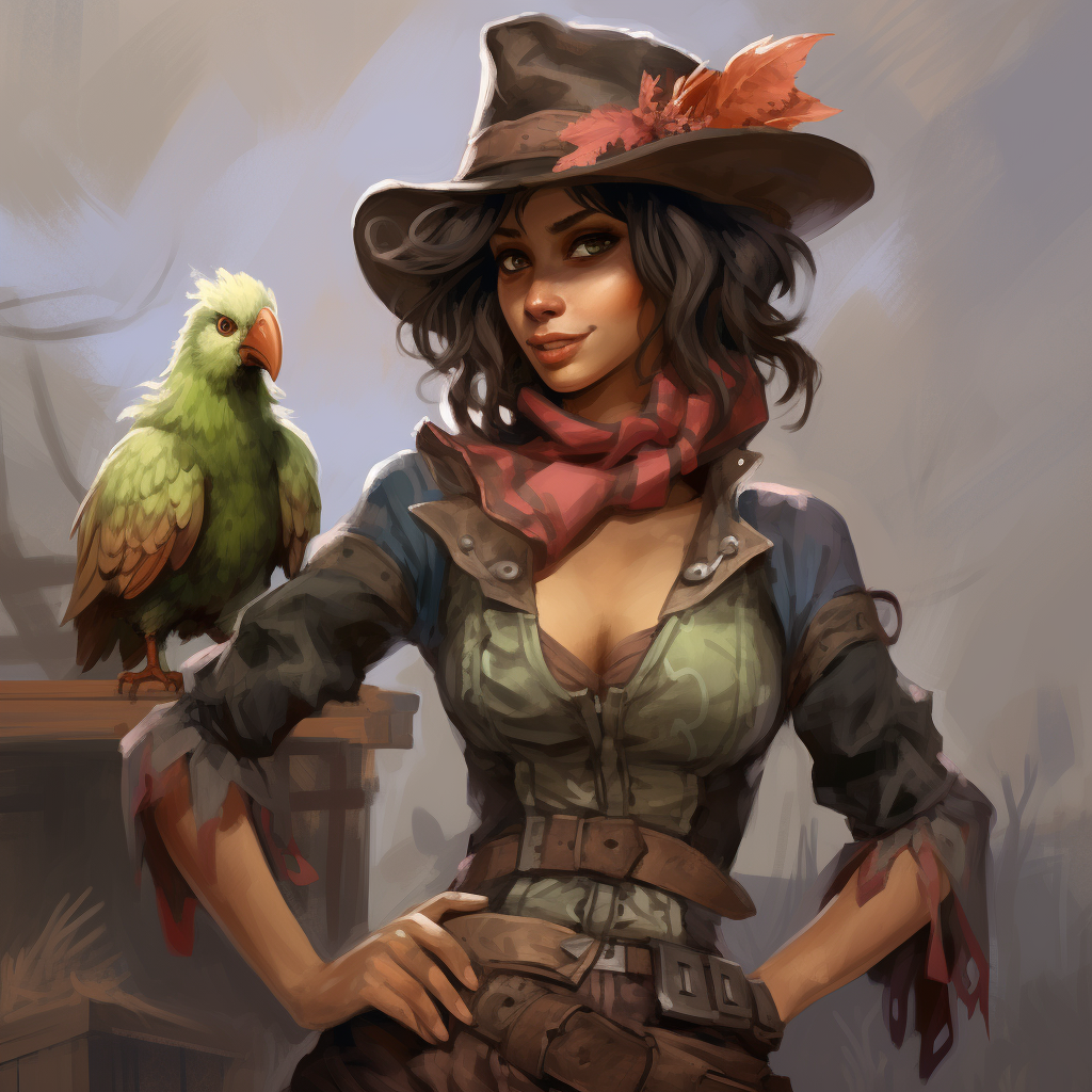 Bird Woman in Farmer Girls Clothing