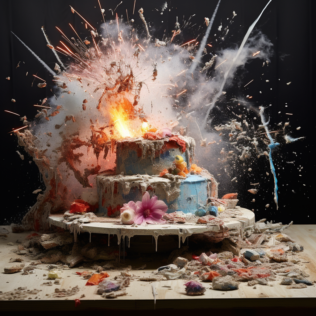 Colorful birthday cake explosion