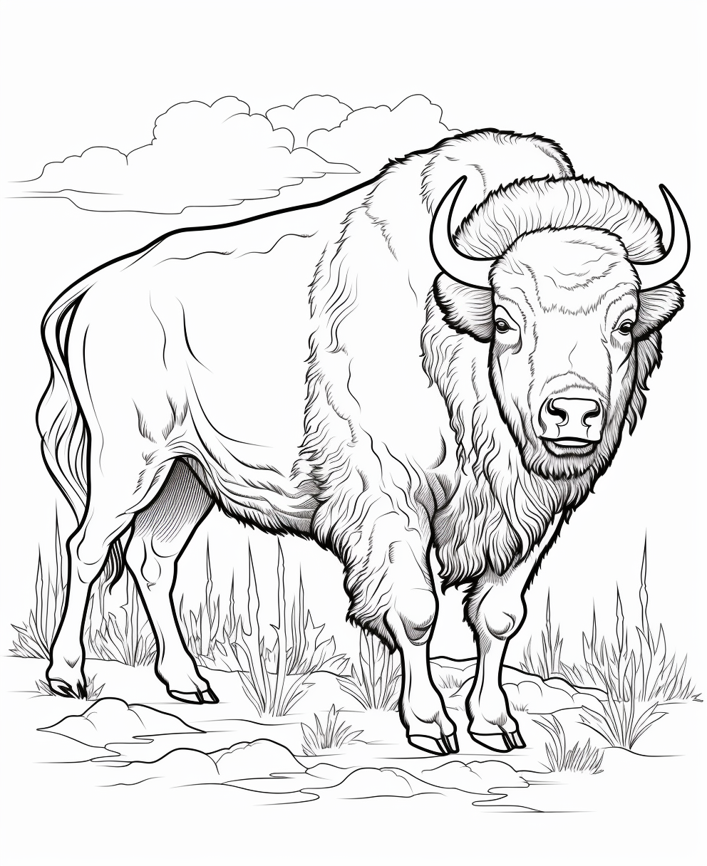 Cartoon Bison Coloring Page