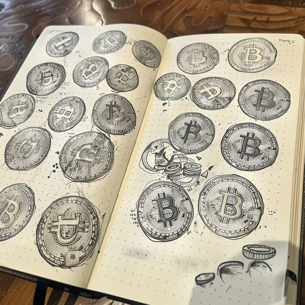 Bitcoin Doodle Notebook Page