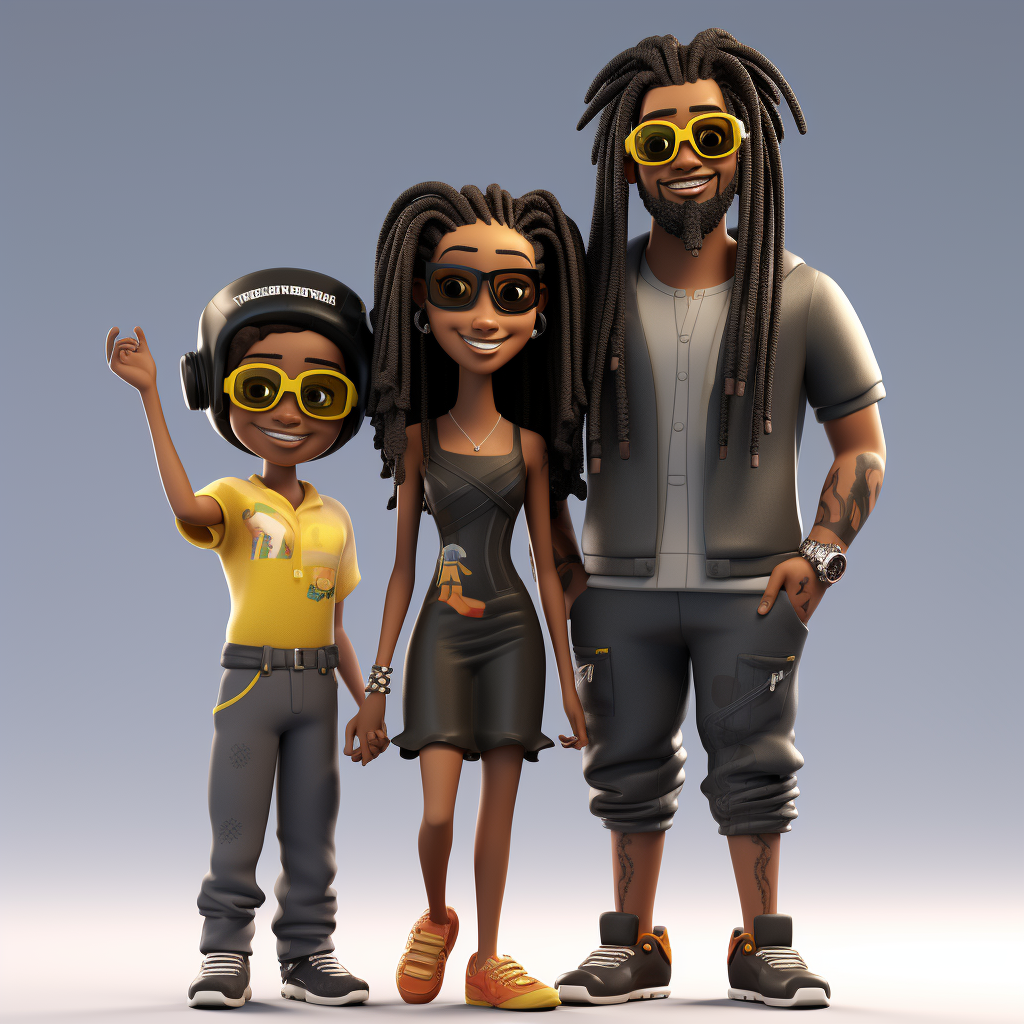 Cartoon of a Black Family with Dreads  ?️