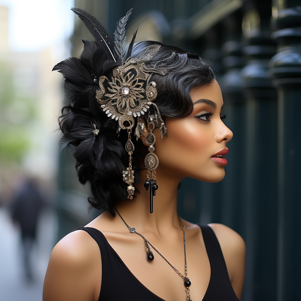 Beautiful black flapper in sideview