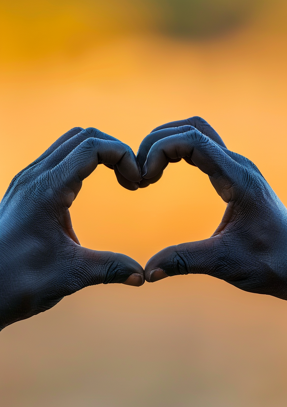 Black Couple Heart Shape Hands