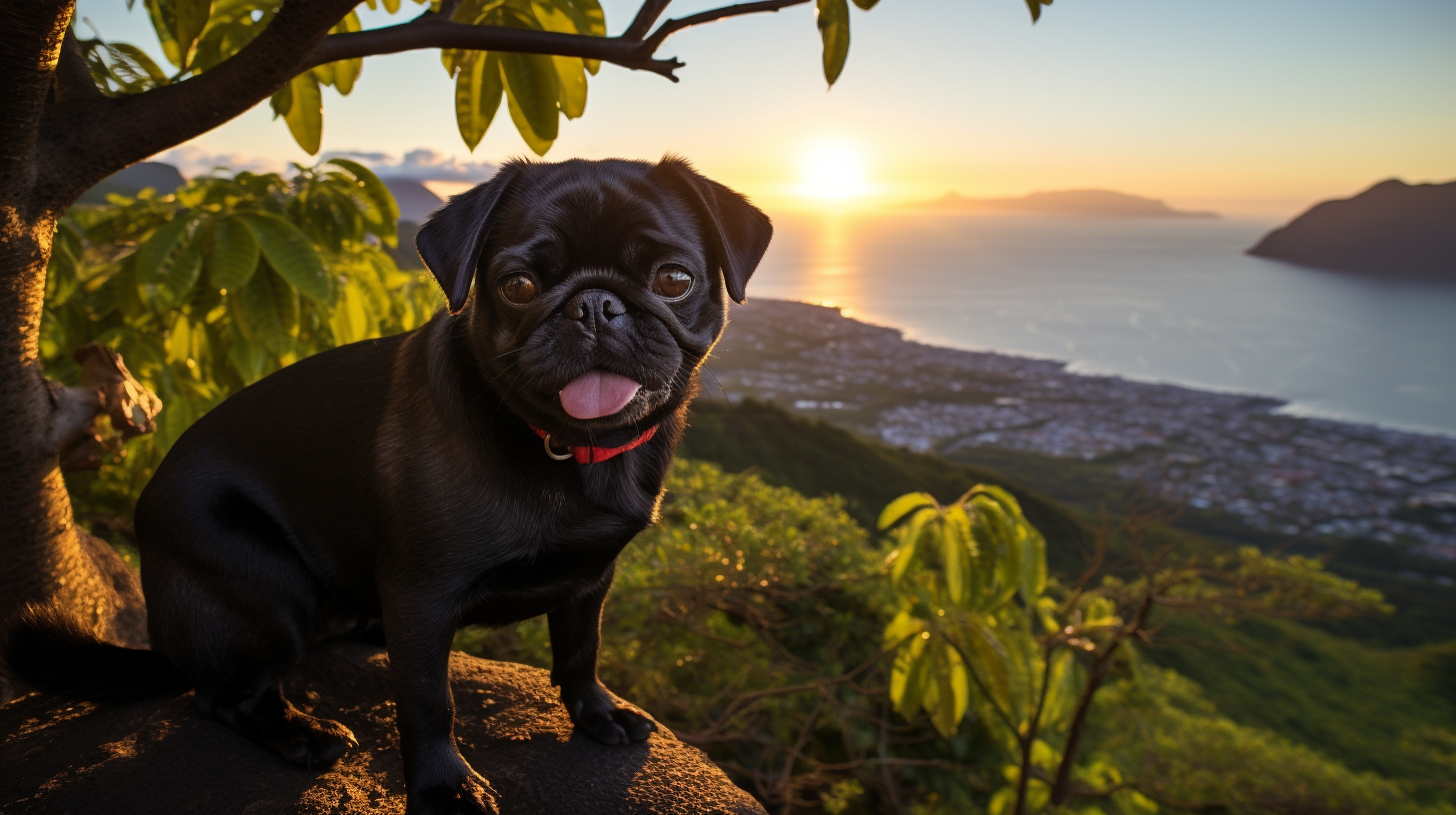 Beautiful Black Pug Dog in the Wild