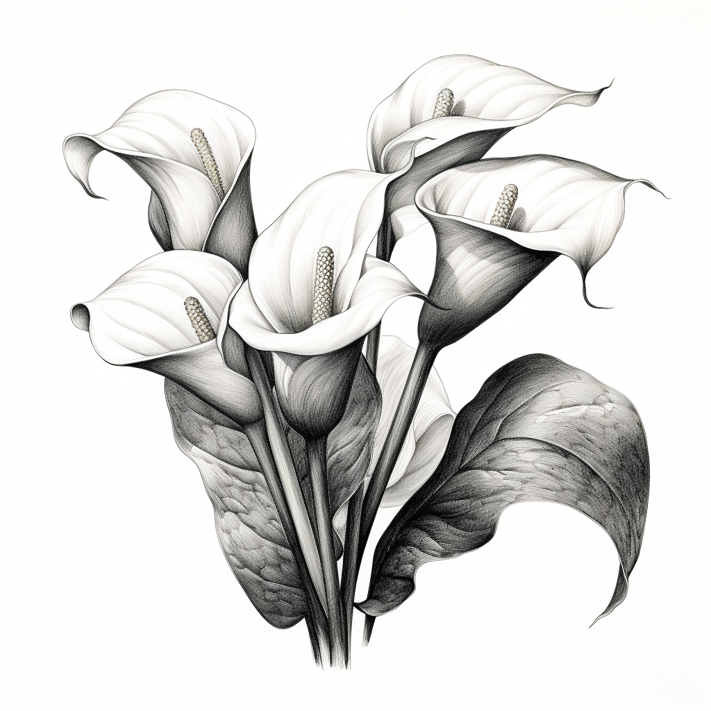 Calla lilly illustration in black and white