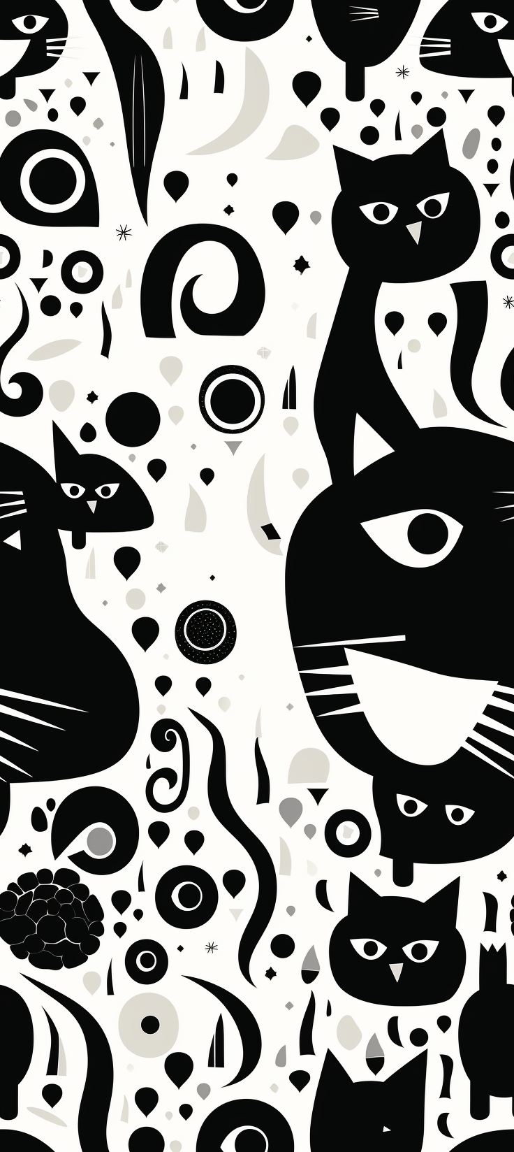 Gustav Klimt inspired black and white cat artwork