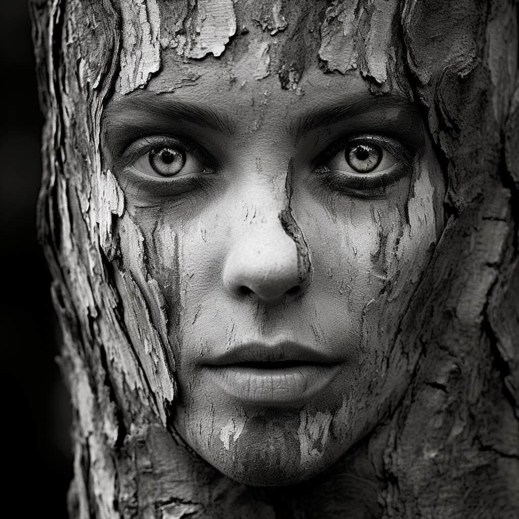 Beautiful photo of a tree trunk with a women's face