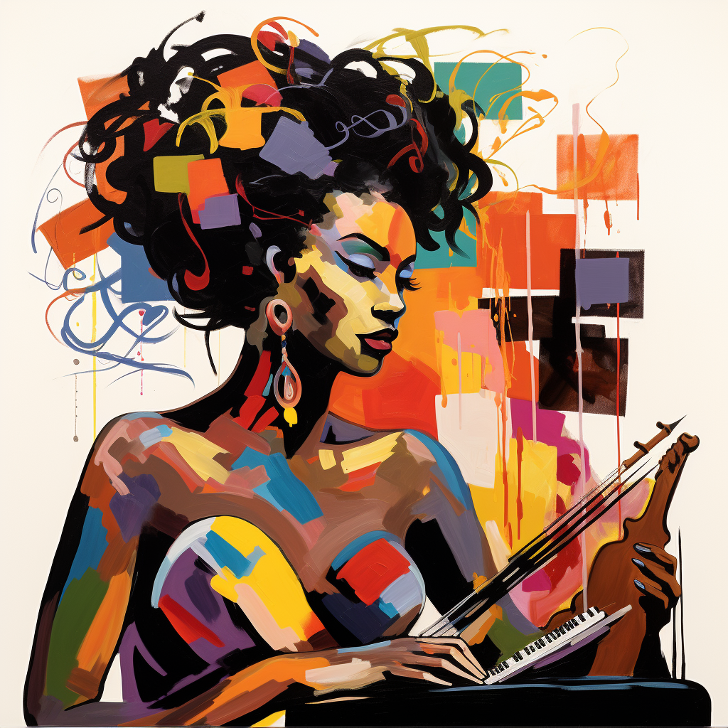 Black woman surrounded by artistic tools