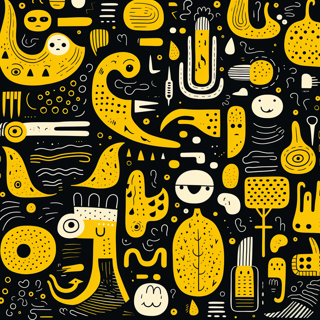 Fun black and yellow pattern cartoon illustration