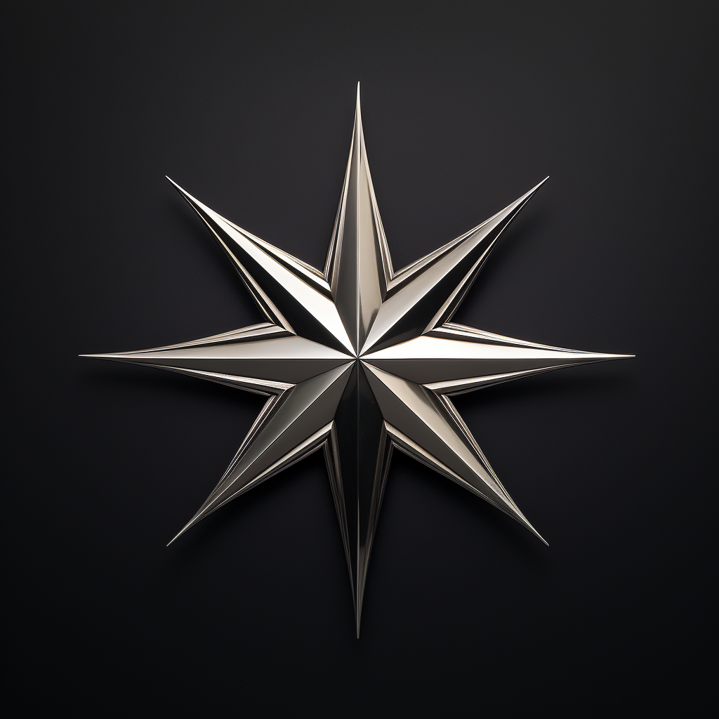 Stylized pyramid with star on black background