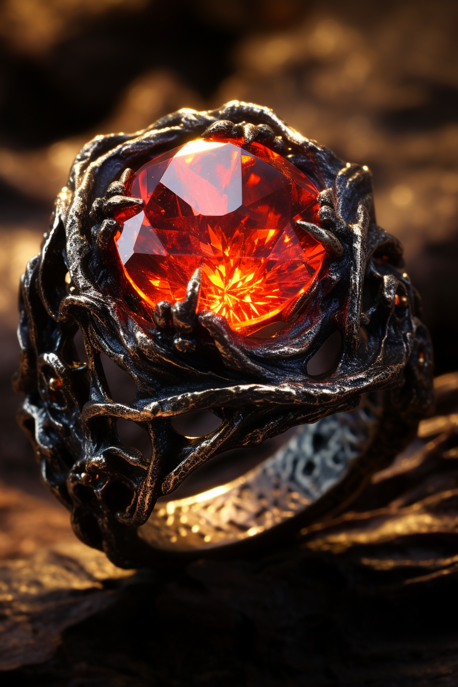 Blazing Elemental Ring on Weathered Hand