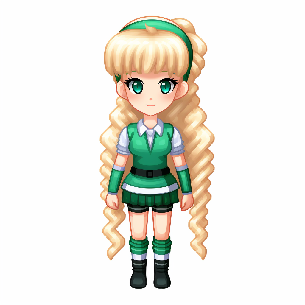 Blond Teenager in Green Costume Sprite