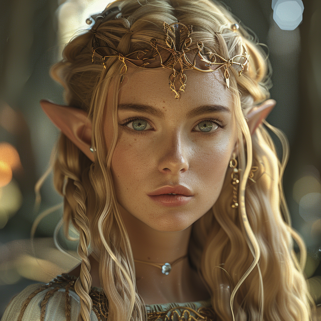 Beautiful Blonde Elf Woman Fantasy Character