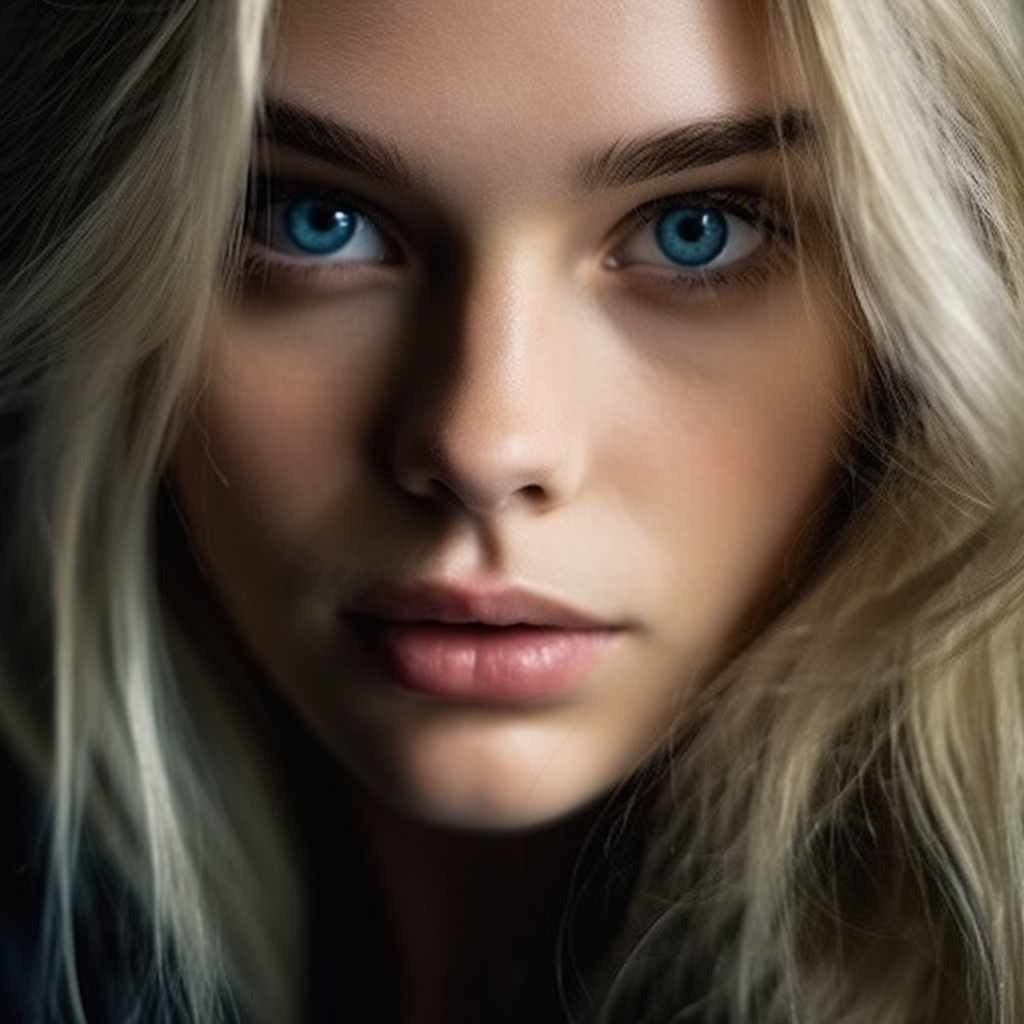 Blonde with perfect eyes closeup