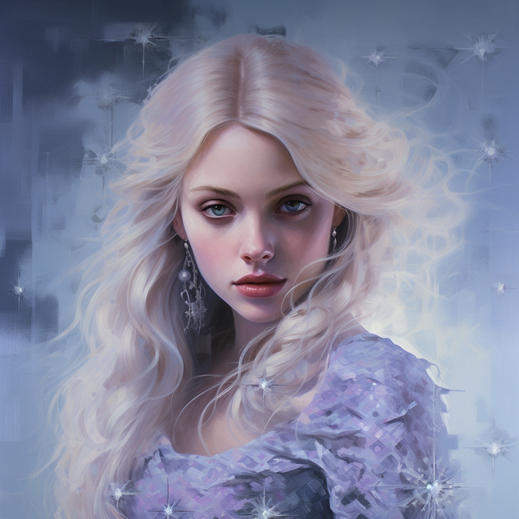 Young pretty blonde Nordic woman with crystal violet hues