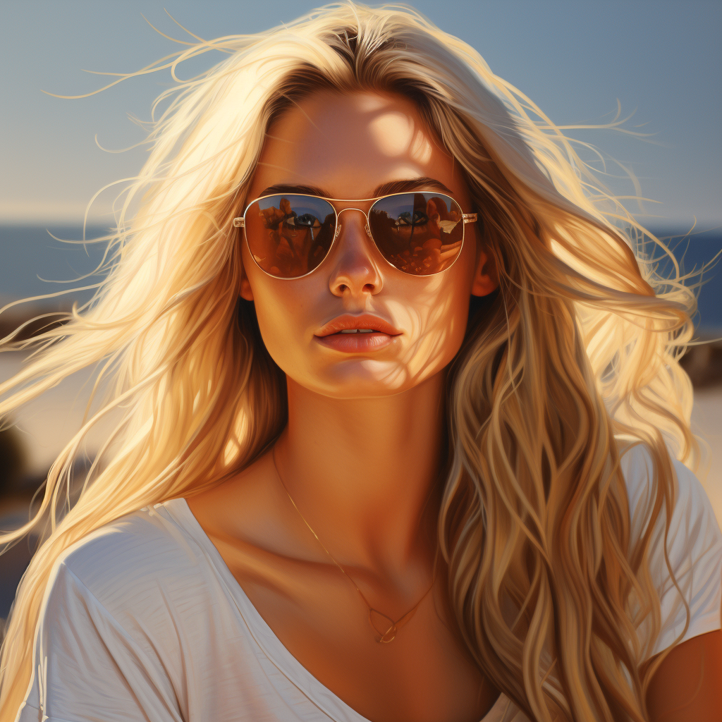 Portrait of a Beautiful American Girl in Sunglasses