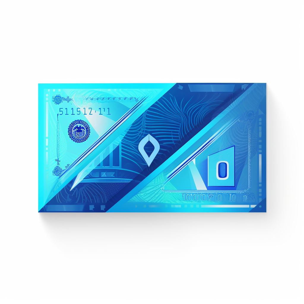 Blue Banknote Futuristic Minimalist No Background