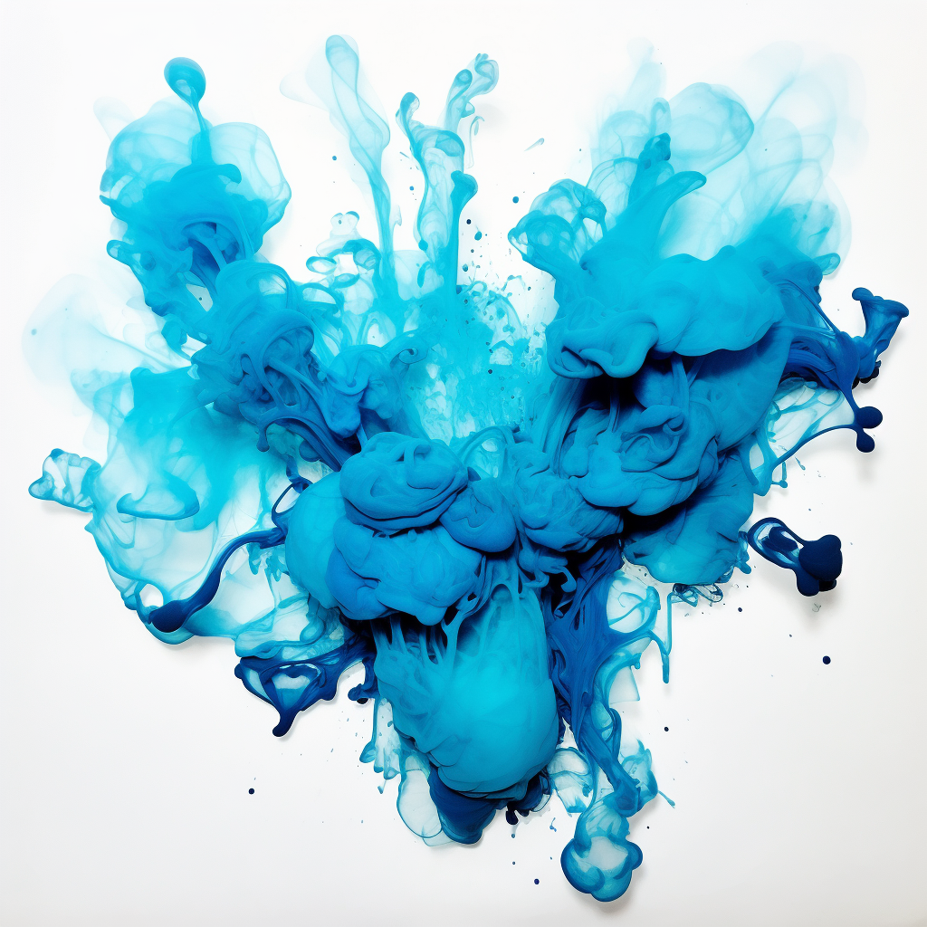 Vibrant blue dye spreading in water